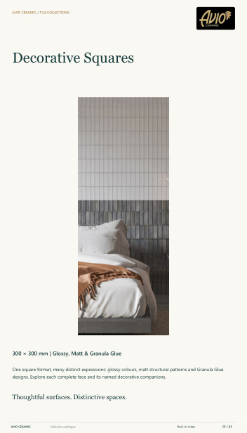 Decorative squares catalogue cover