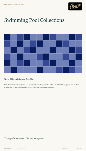 Swimming pool tile collection catalogue cover